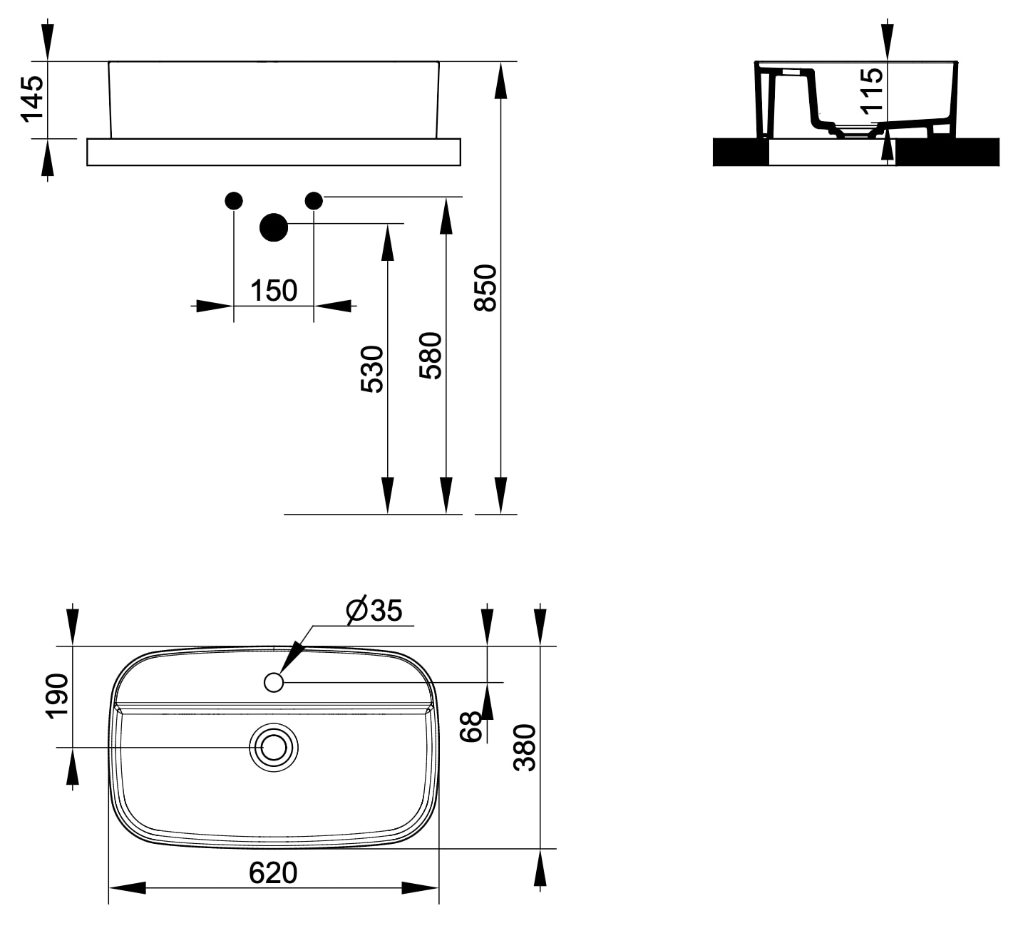 Ceramica Dolomite - disegno tecnico - D3130