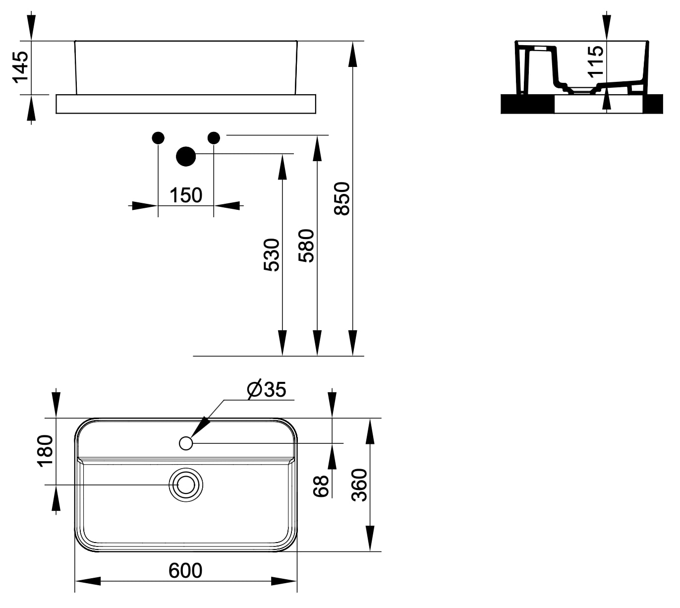 Ceramica Dolomite - disegno tecnico - D3131