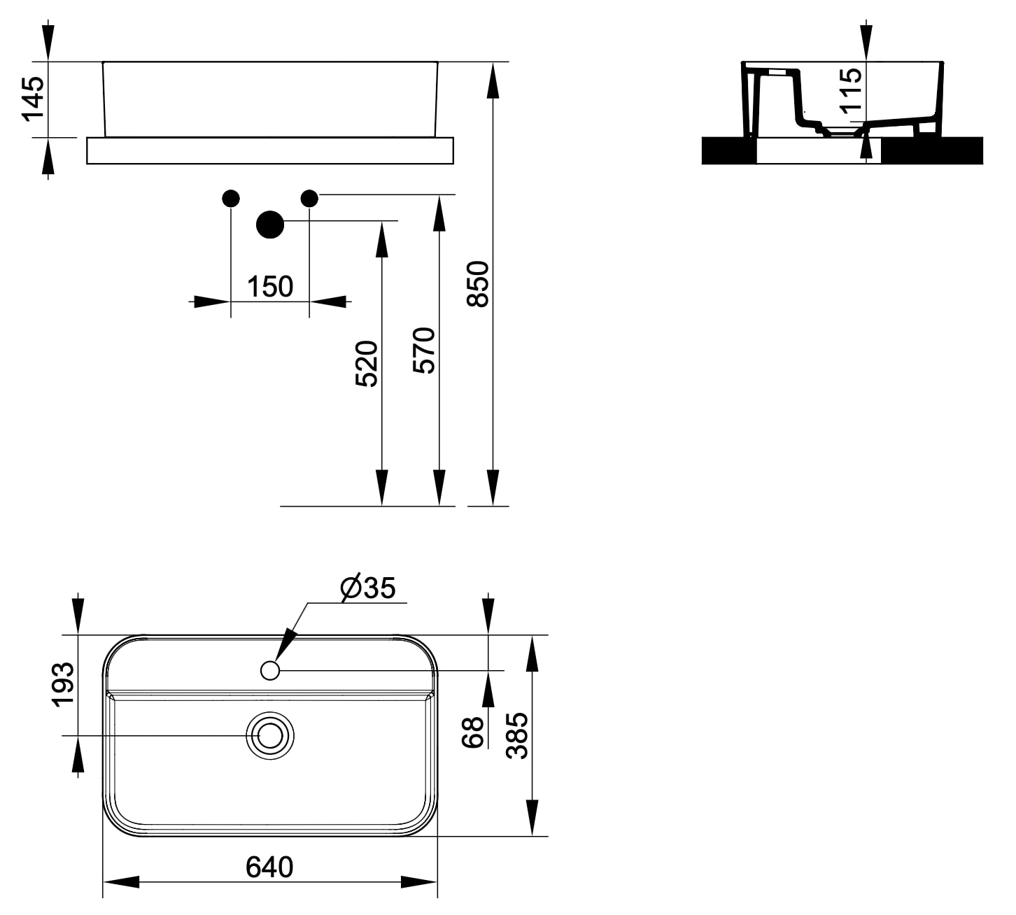 Ceramica Dolomite - disegno tecnico - D3132