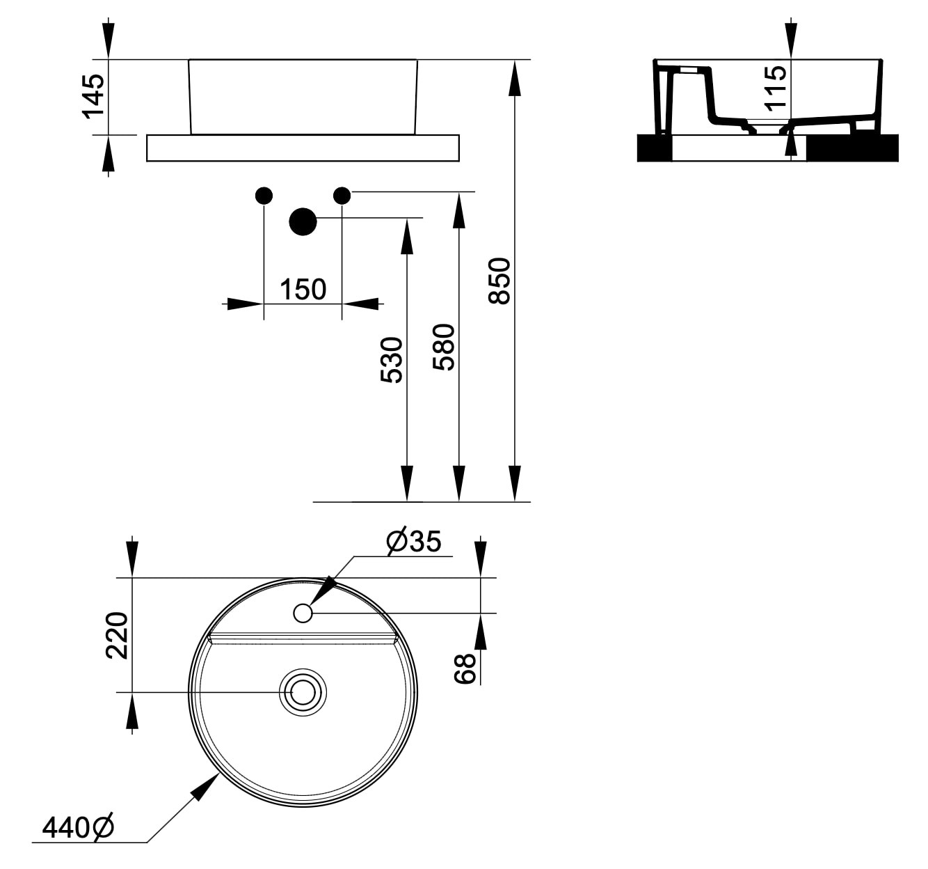 Ceramica Dolomite - disegno tecnico - D3135
