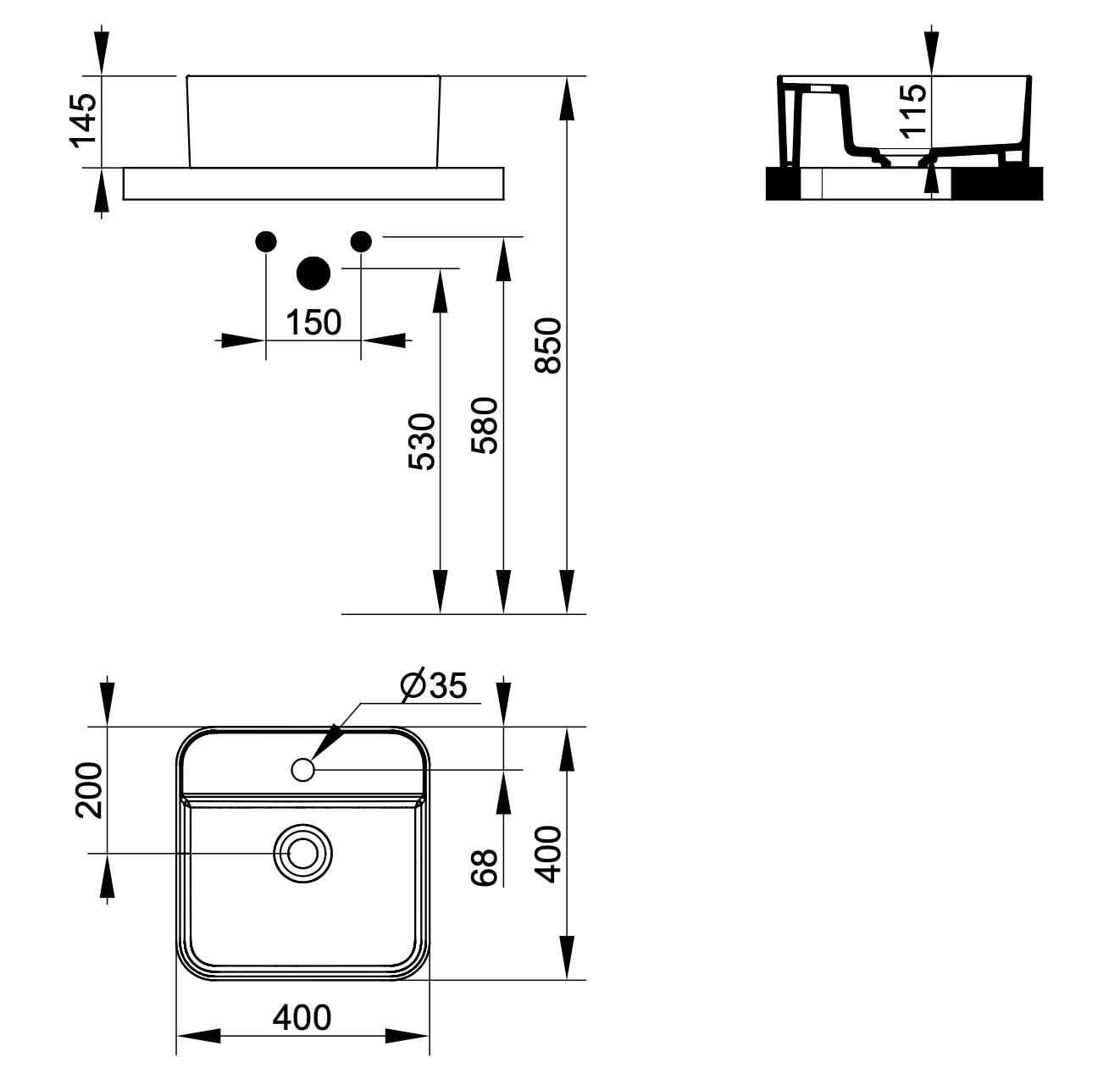 Ceramica Dolomite - disegno tecnico - D3137
