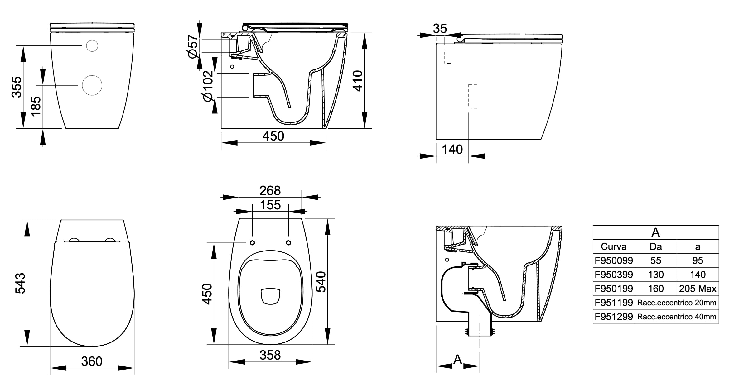 Ceramica Dolomite - disegno tecnico - D4231