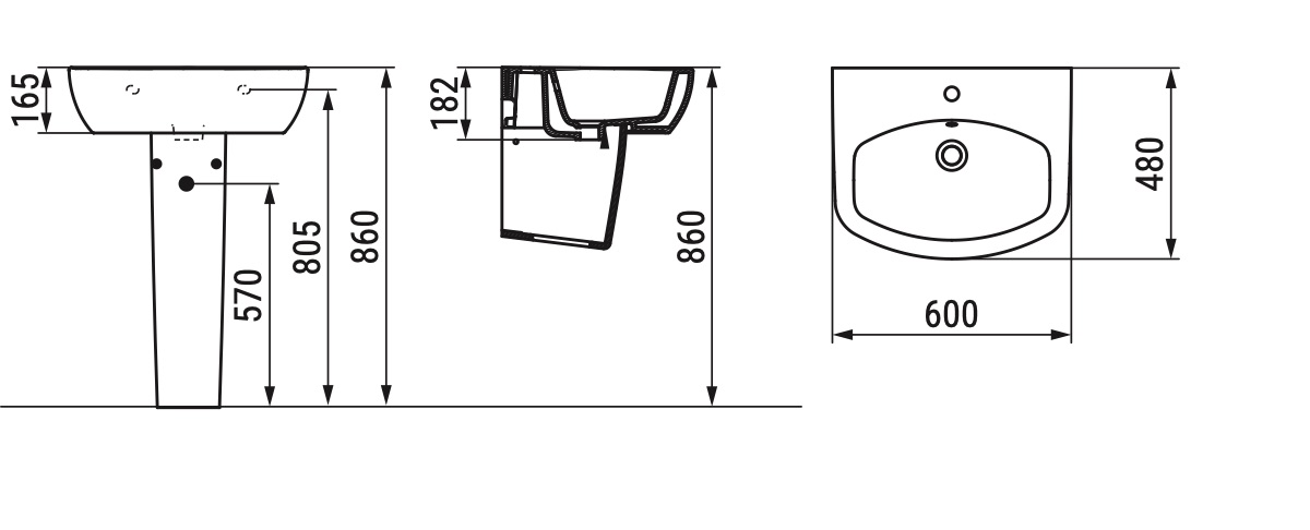 Ceramica Dolomite - disegno tecnico - D4312