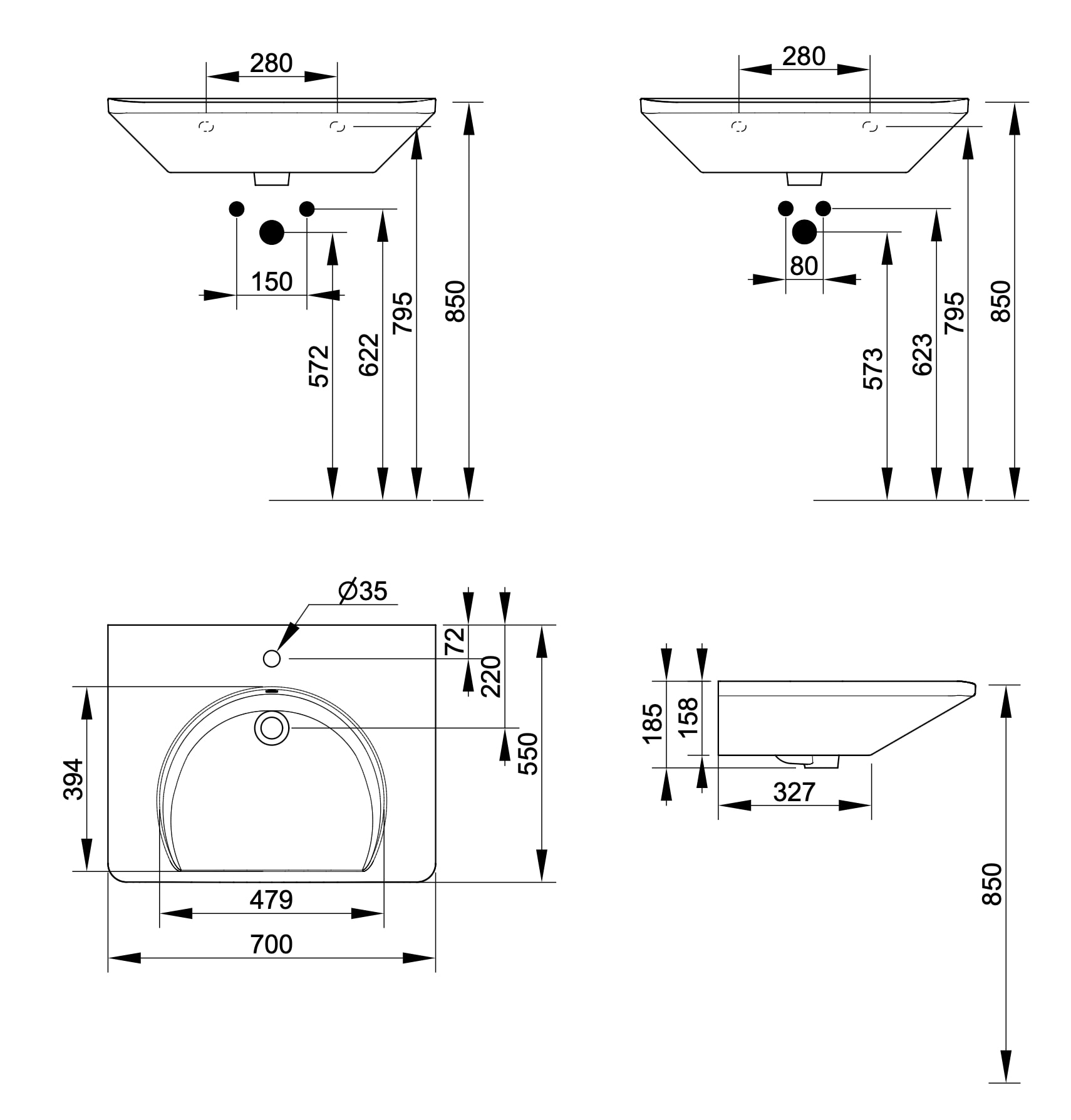 Ceramica Dolomite - disegno tecnico - D4710