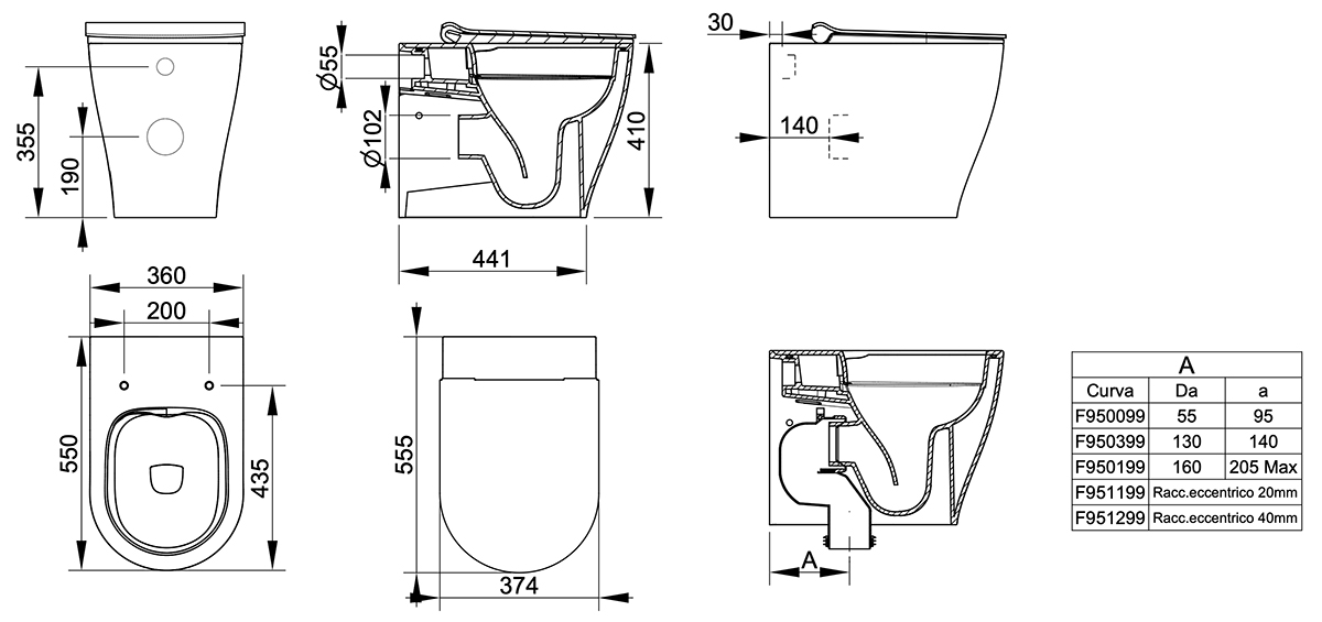 Ceramica Dolomite - disegno tecnico - D4731