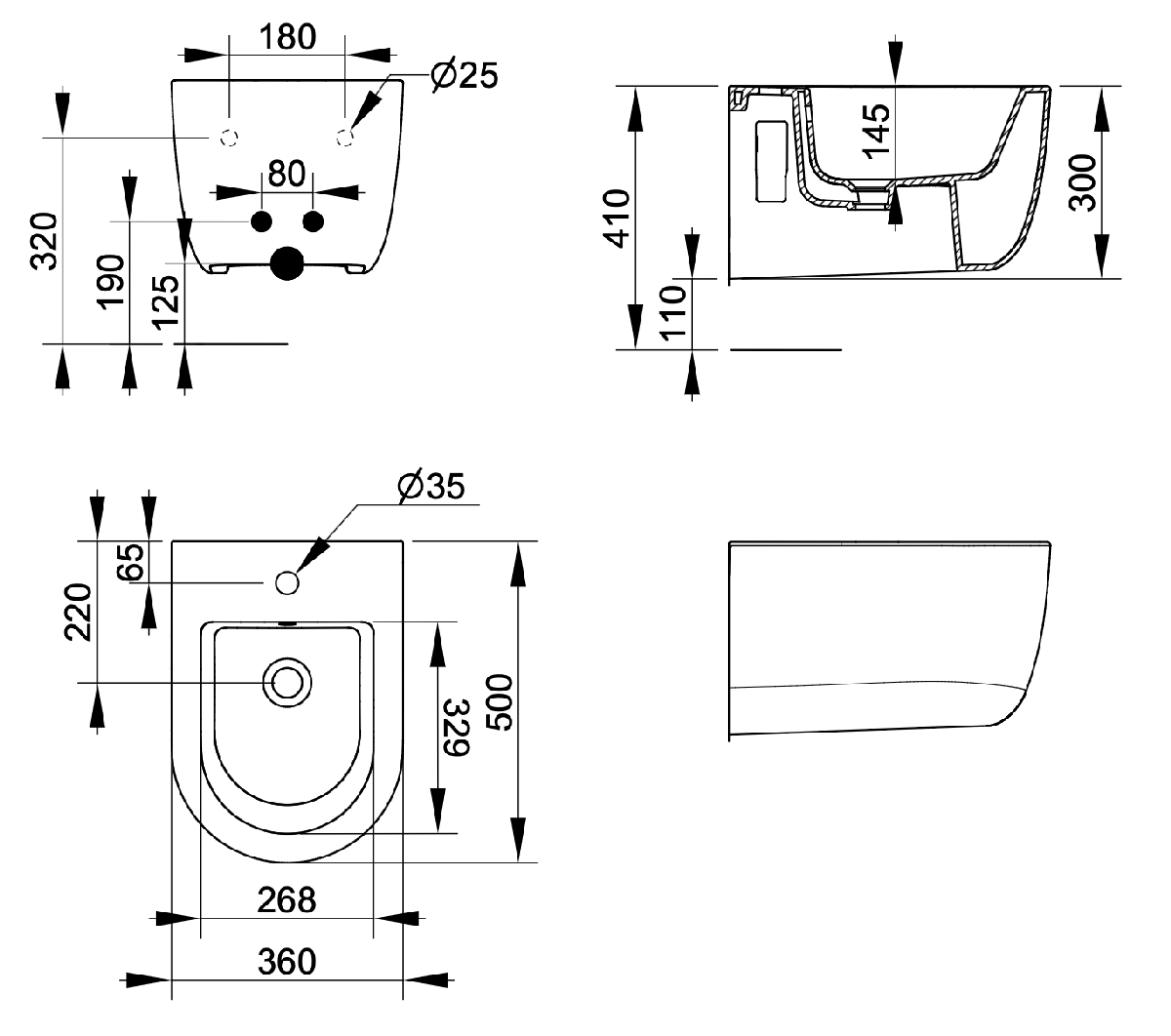 Ceramica Dolomite - disegno tecnico - D4736