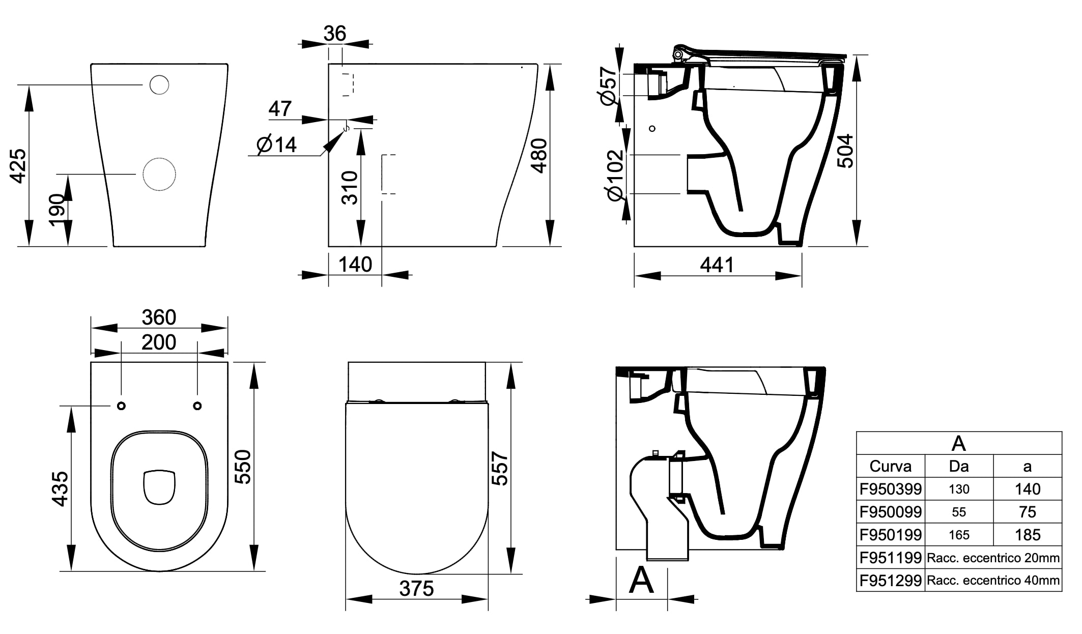Ceramica Dolomite - disegno tecnico - D4746