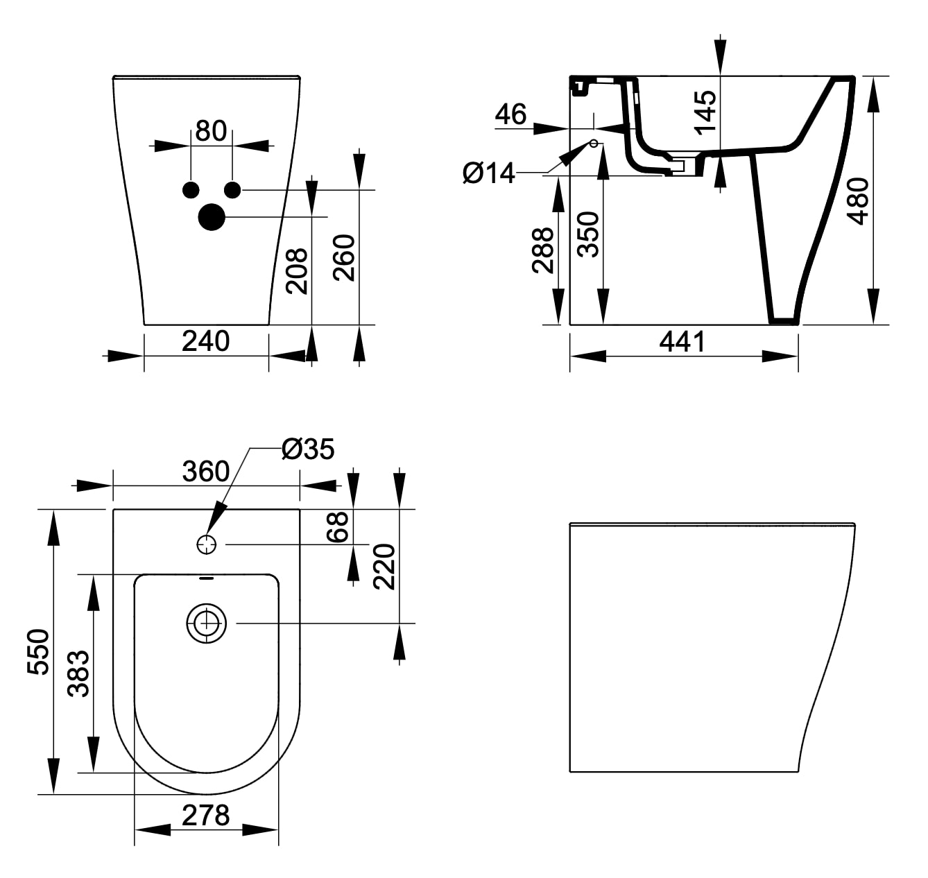 Ceramica Dolomite - disegno tecnico - D4747