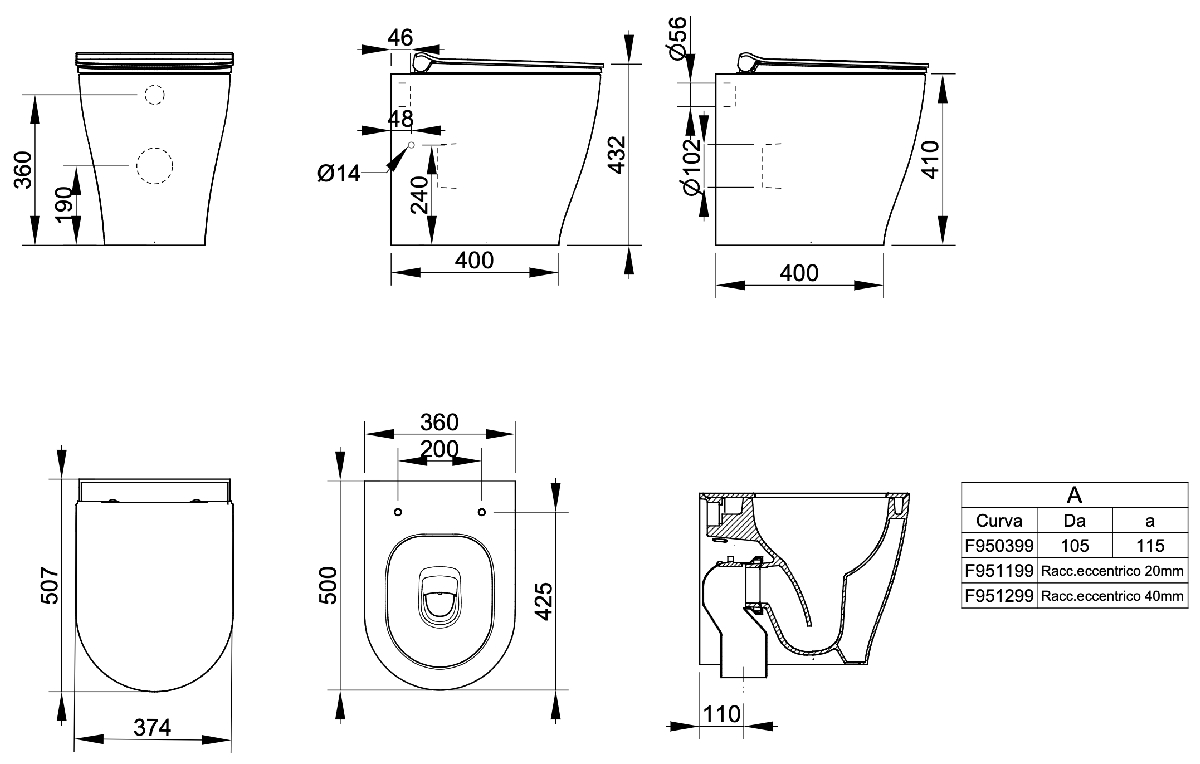 Ceramica Dolomite - disegno tecnico - D4748