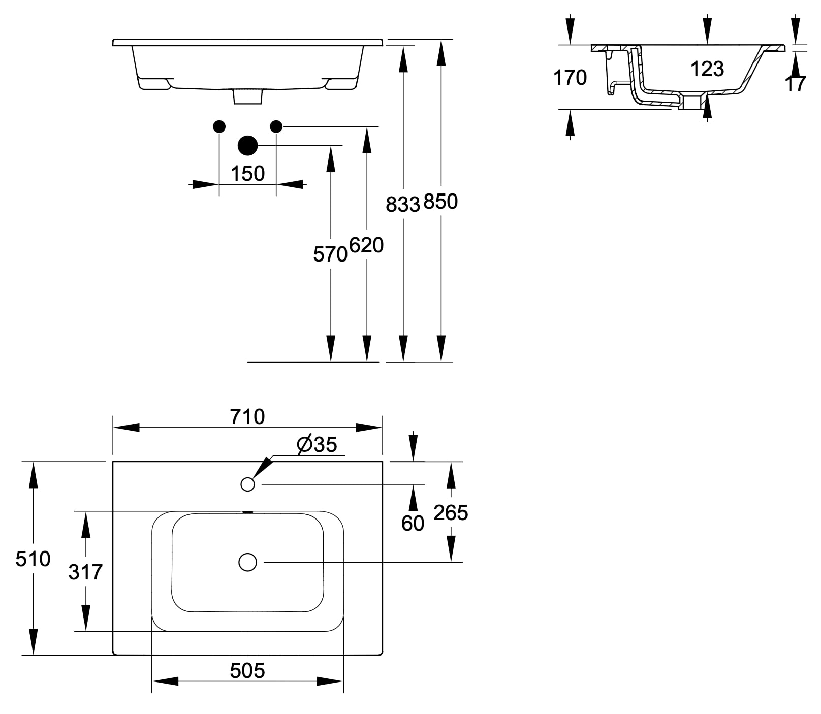 Ceramica Dolomite - disegno tecnico - D5009