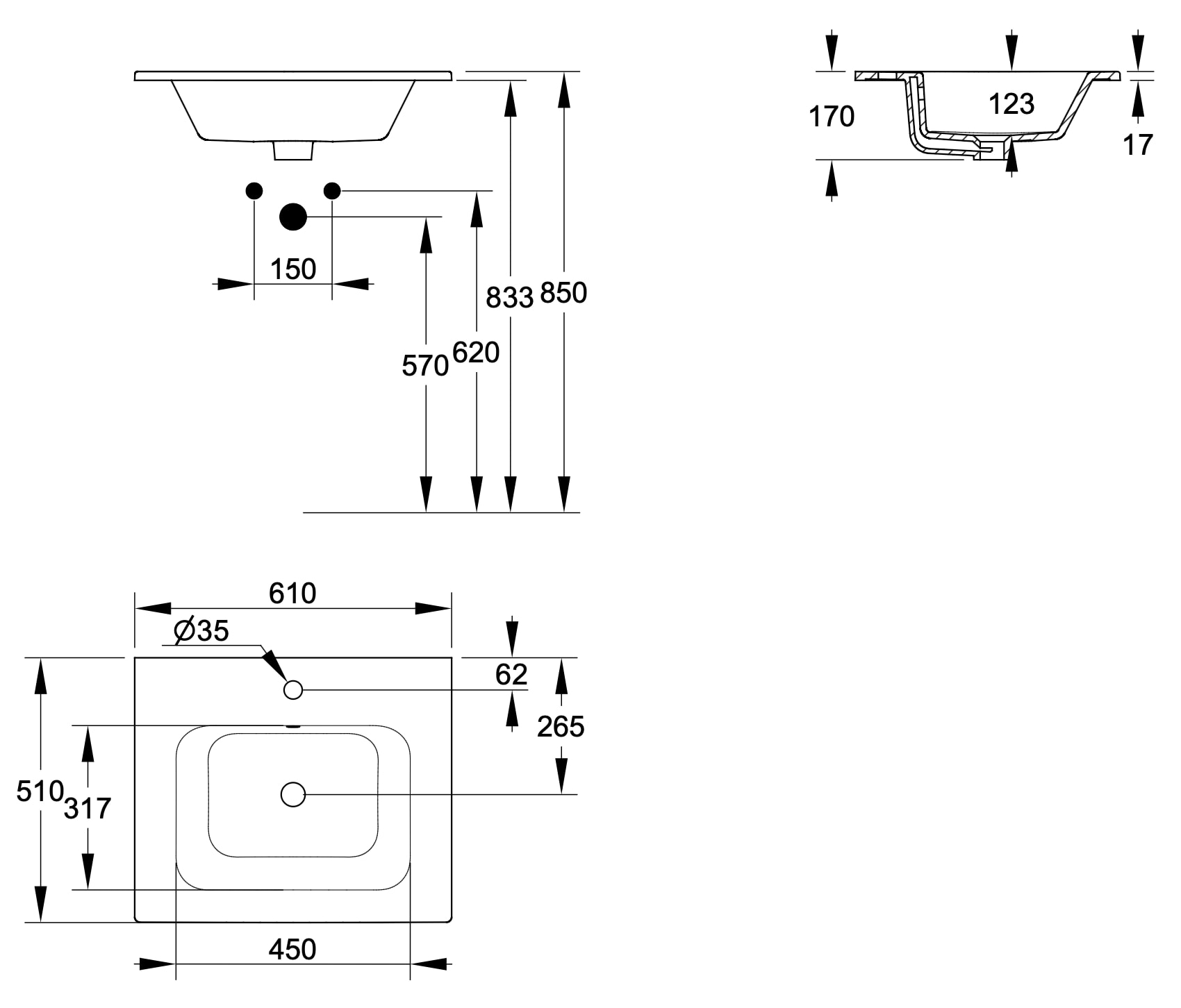 Ceramica Dolomite - disegno tecnico - D5012