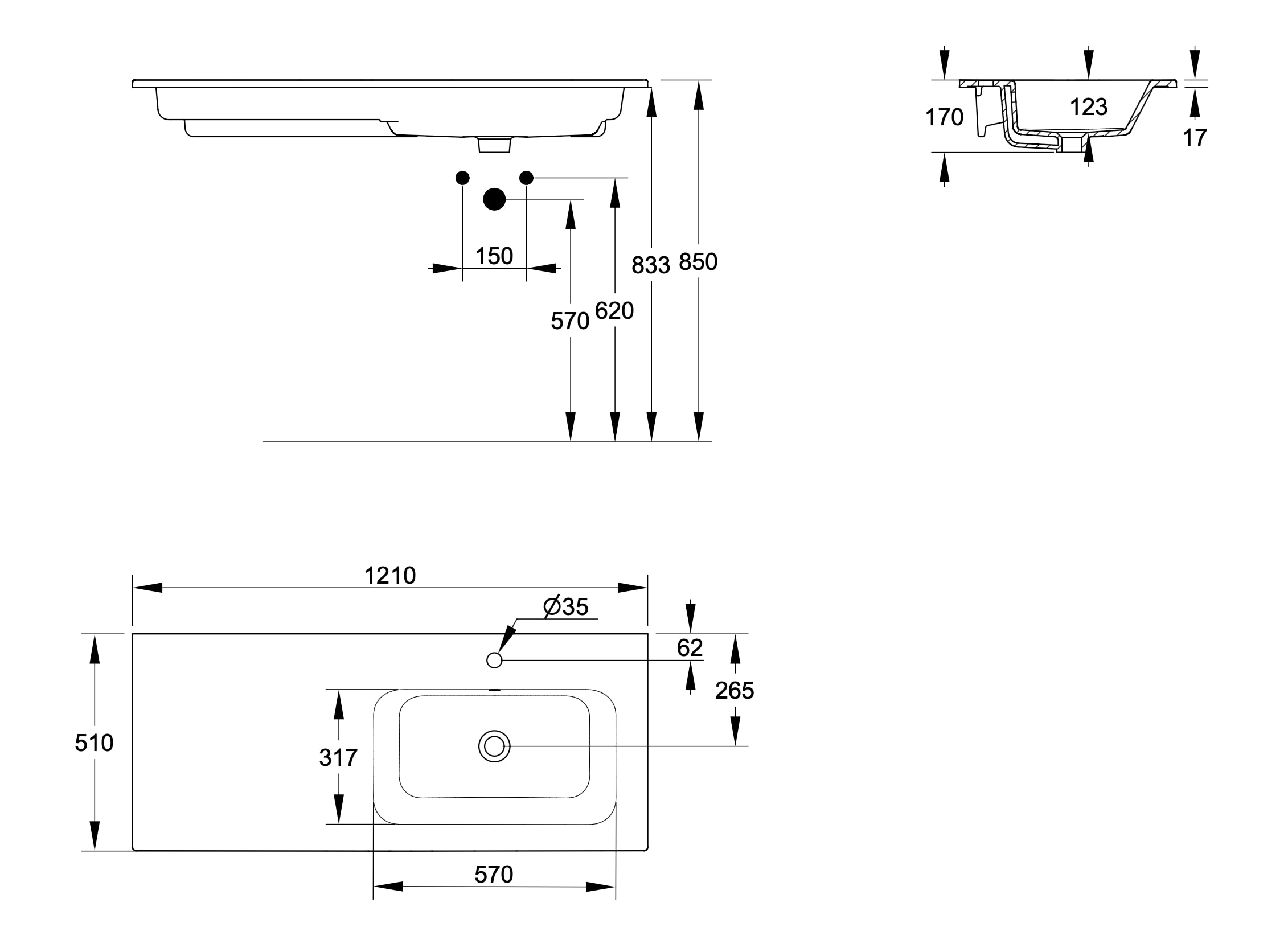 Ceramica Dolomite - disegno tecnico - D5074