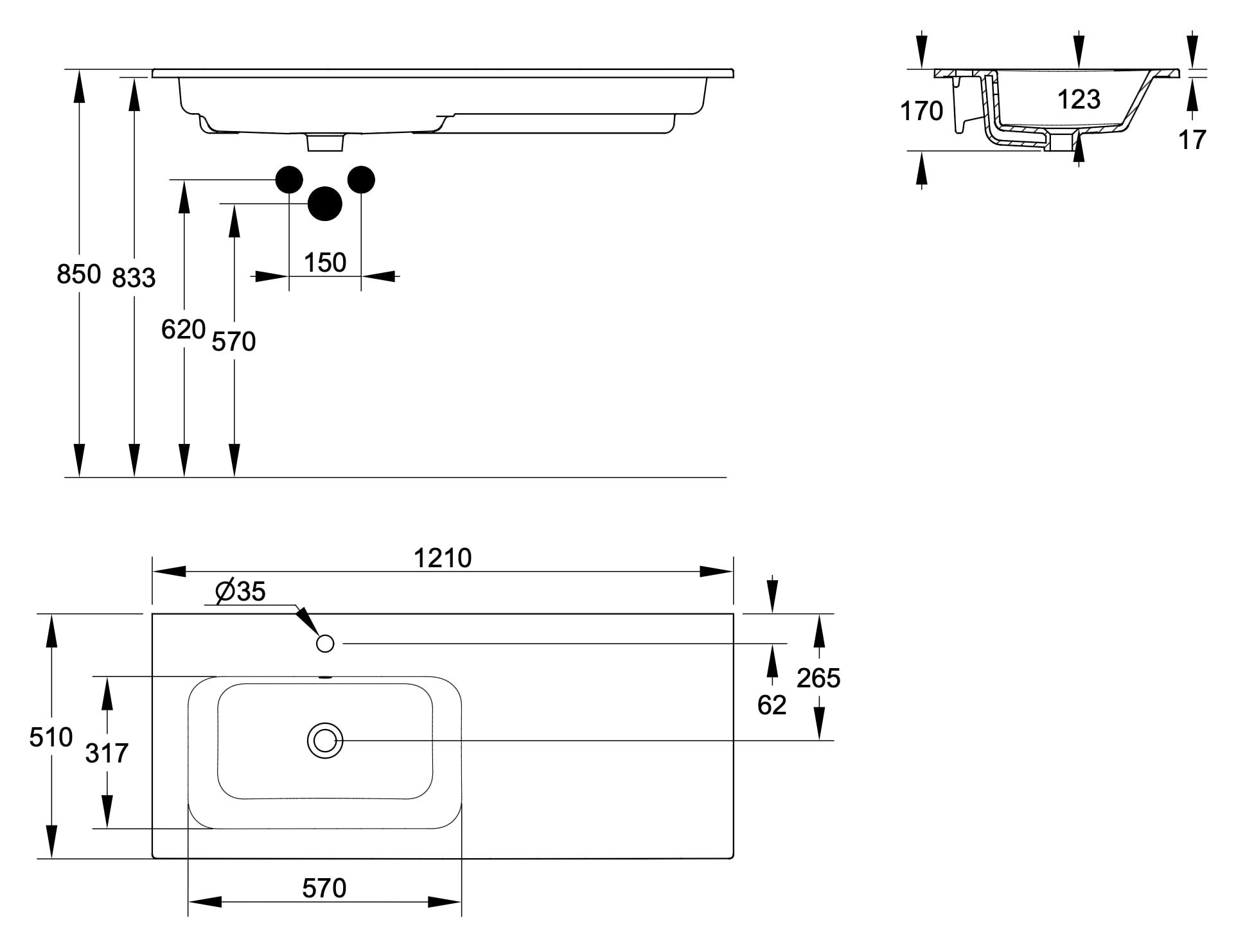 Ceramica Dolomite - disegno tecnico - D5075