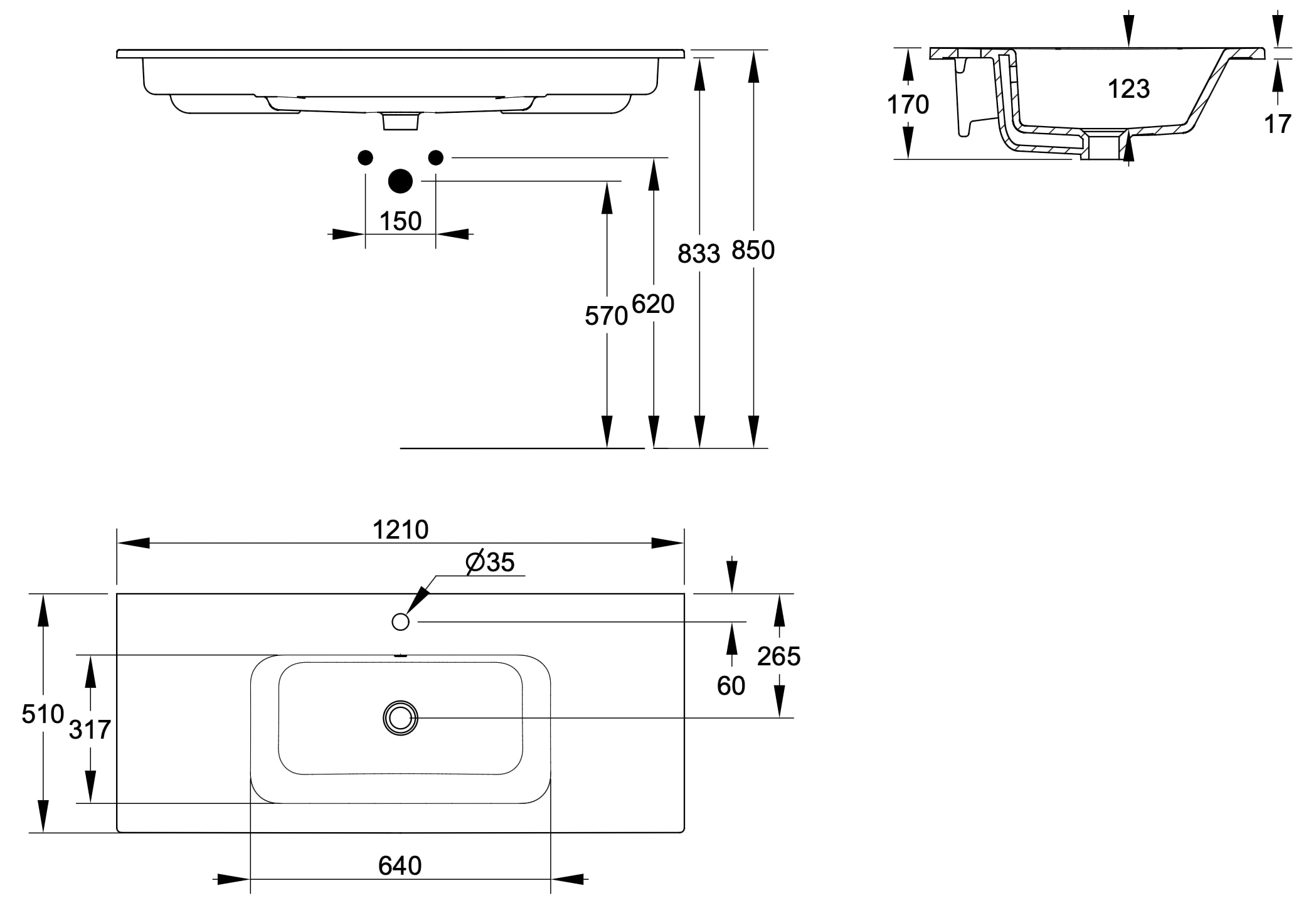 Ceramica Dolomite - disegno tecnico - D5076