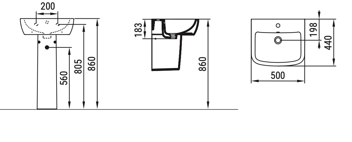 Ceramica Dolomite - disegno tecnico - D5214