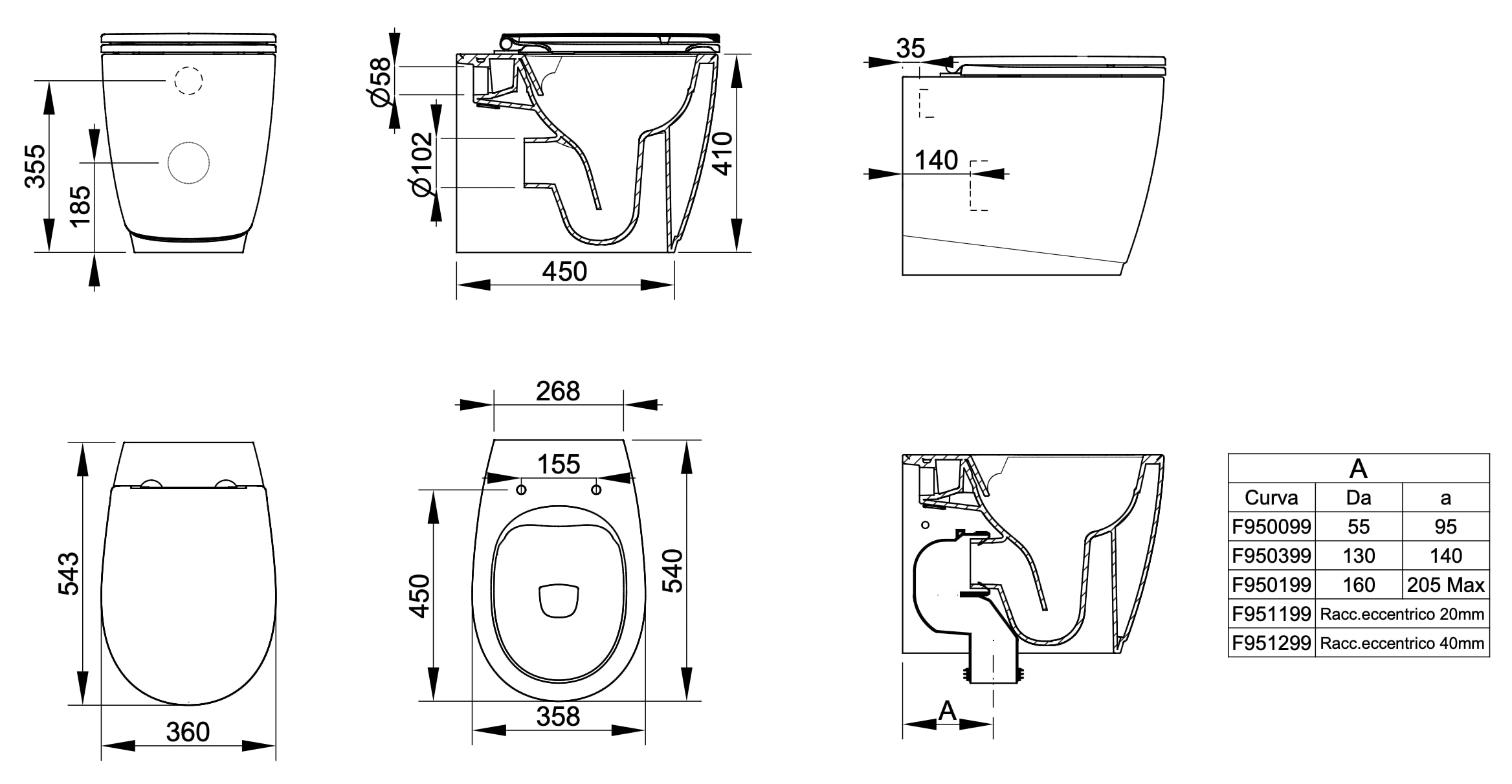 Ceramica Dolomite - disegno tecnico - D5532