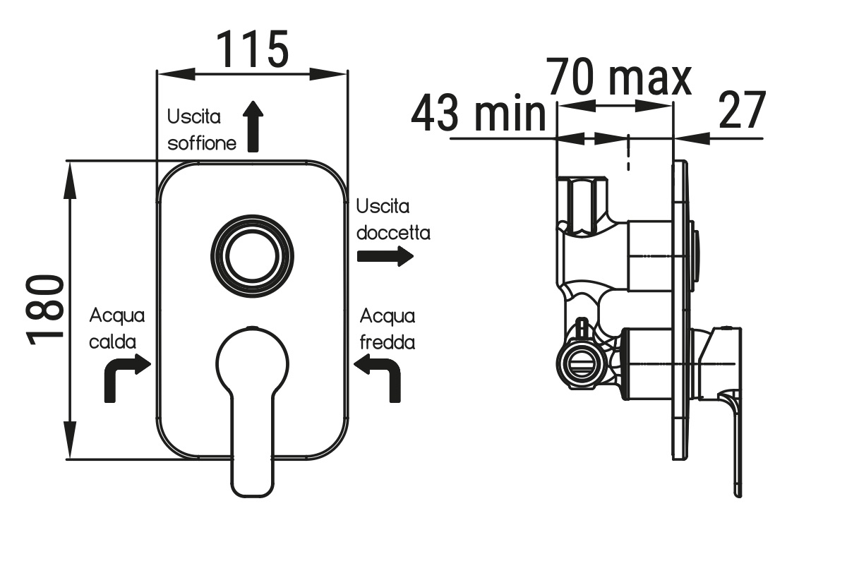 Ceramica Dolomite - disegno tecnico - R1042