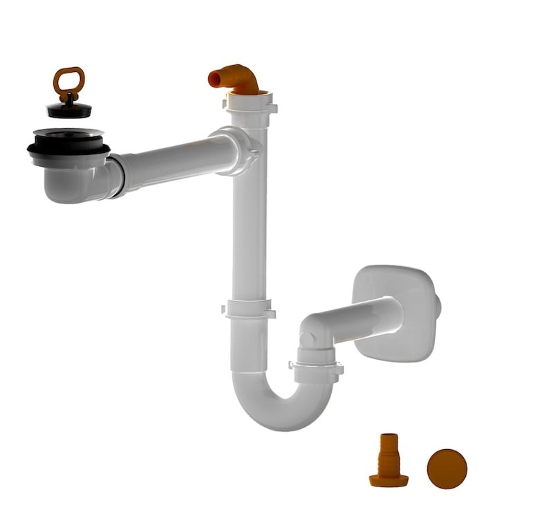 Ceramica Dolomite - accessorio V015299 - Set sifone + piletta per lavatoio Revine.