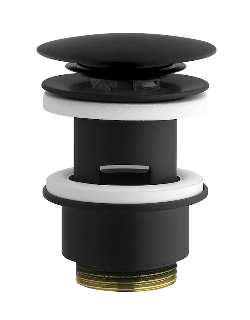 Ceramica Dolomite - accessorio V302181 - Piletta push per lavabo con troppopieno finitura nera.