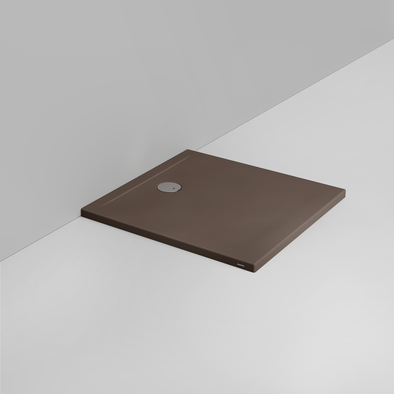Ceramica Dolomite Piatto doccia quadrato scarico lato parete H4 90×90 – Squash - Marrone alpino opaco