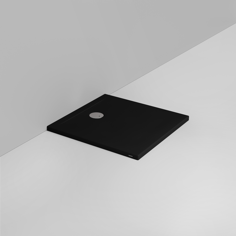 Ceramica Dolomite Piatto doccia quadrato scarico lato parete H4 80×80 – Squash - Nero opaco
