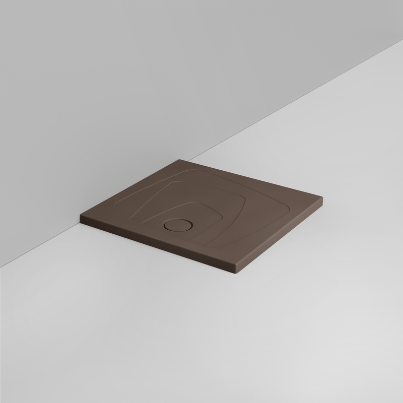 Ceramica Dolomite Piatto doccia quadrato scarico sinistro H4 80×80 – Oltre - Marrone alpino opaco