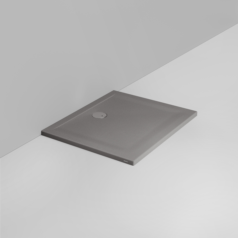 Ceramica Dolomite Piatto doccia rettangolare scarico lato parete H4 100×80 – Squash - Grigio cemento opaco antiscivolo