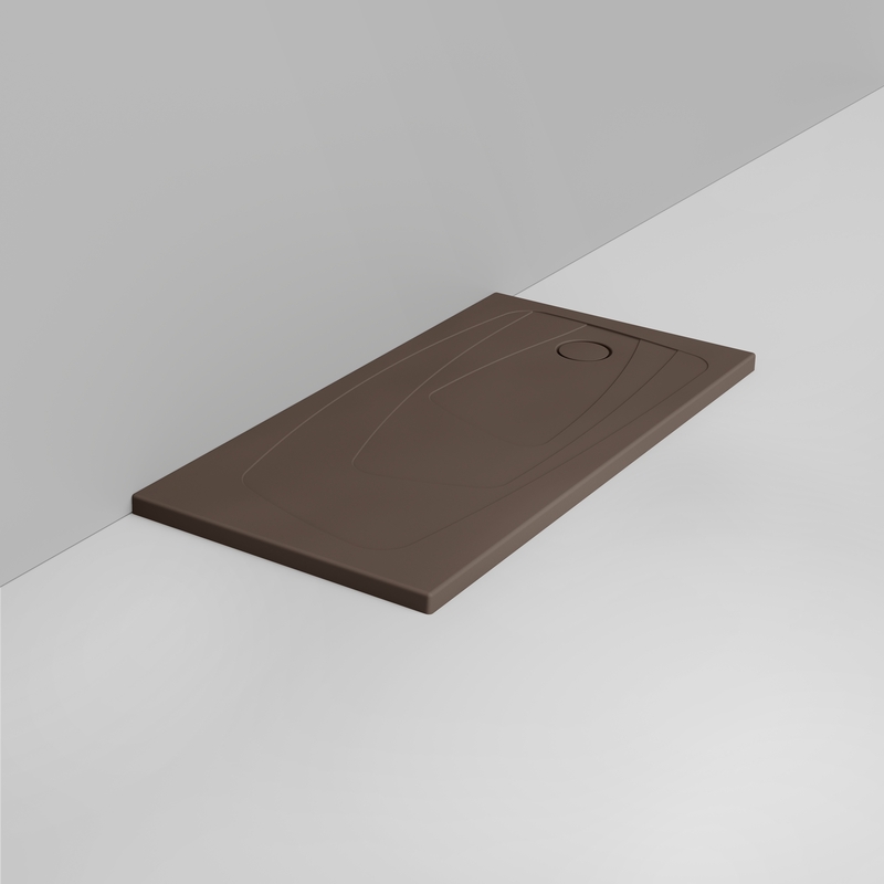 Ceramica Dolomite Piatto doccia rettangolare scarico destro H4 140×70 – Oltre - Marrone alpino opaco