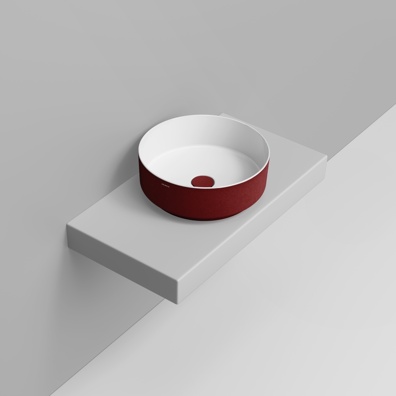 Ceramica Dolomite Lavabo da appoggio 44×44 – Noemi - Rosso vino materico