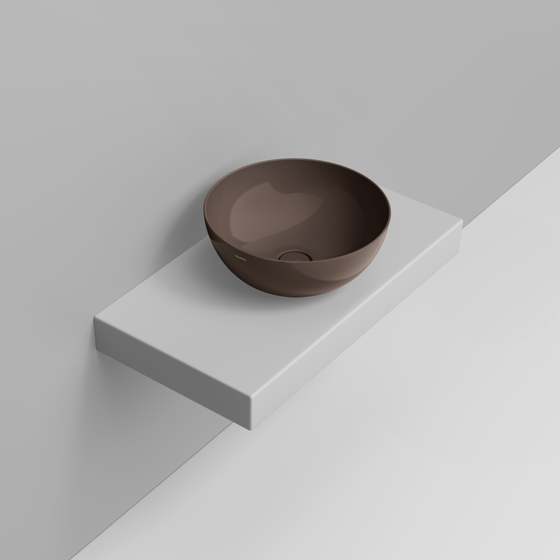 Ceramica Dolomite Lavabo da appoggio 44×44 – Noemi - Marrone alpino lucido