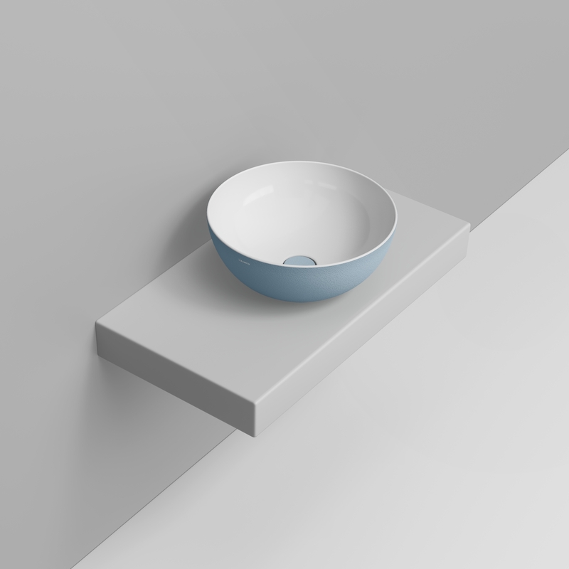 Ceramica Dolomite Lavabo da appoggio 44×44 – Noemi - Azzurro avio materico