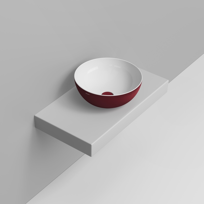 Ceramica Dolomite Lavabo da appoggio 44×44 – Noemi - Rosso vino materico