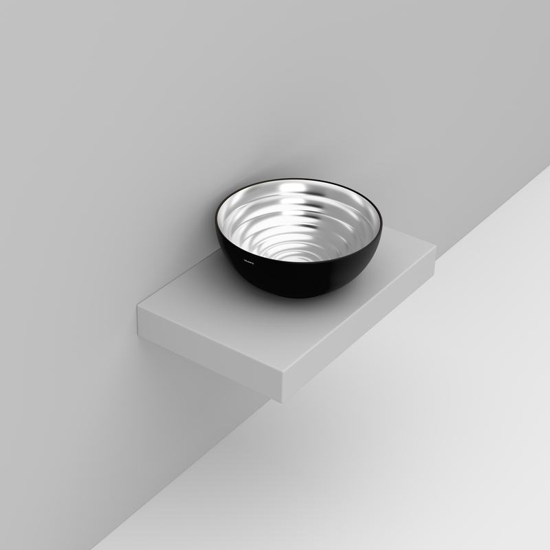 Ceramica Dolomite Lavabo da appoggio 44×44 – Move - Nero / Argento