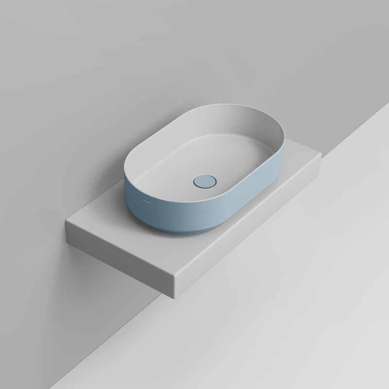 Ceramica Dolomite Lavabo da appoggio 60×36 – Noemi - Azzurro avio materico