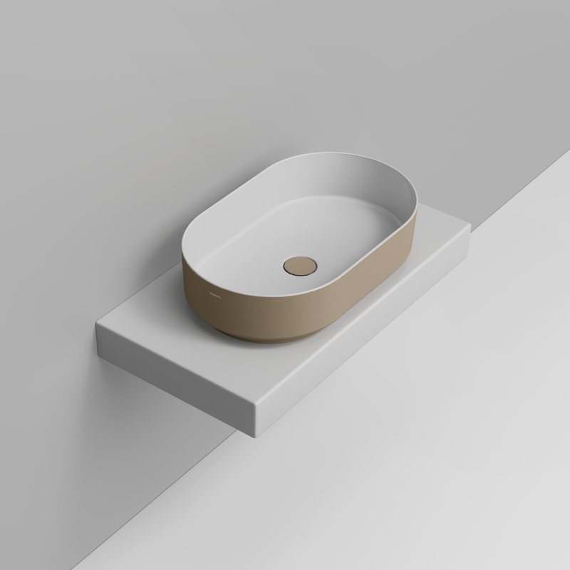 Ceramica Dolomite Lavabo da appoggio 60×36 – Noemi - Beige naturale materico