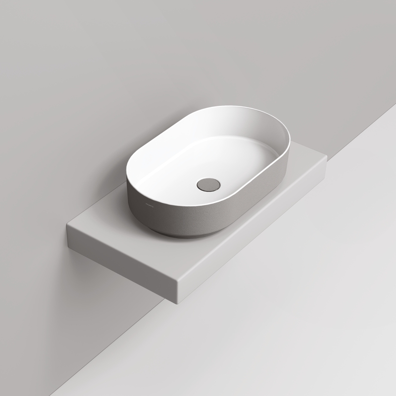 Ceramica Dolomite Lavabo da appoggio 60×36 – Noemi - Grigio cemento materico