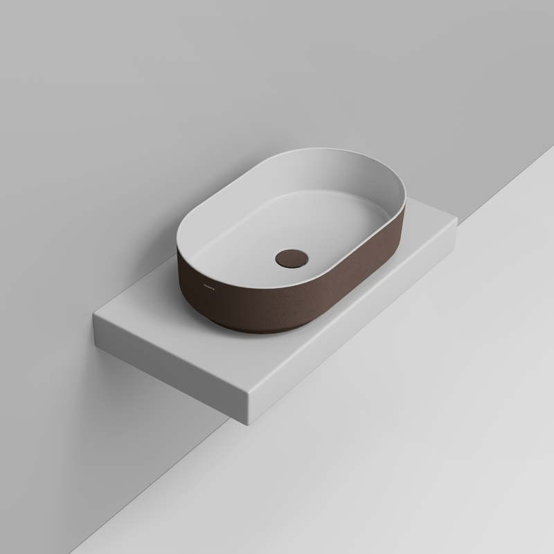 Ceramica Dolomite Lavabo da appoggio 60×36 – Noemi - Marrone alpino materico