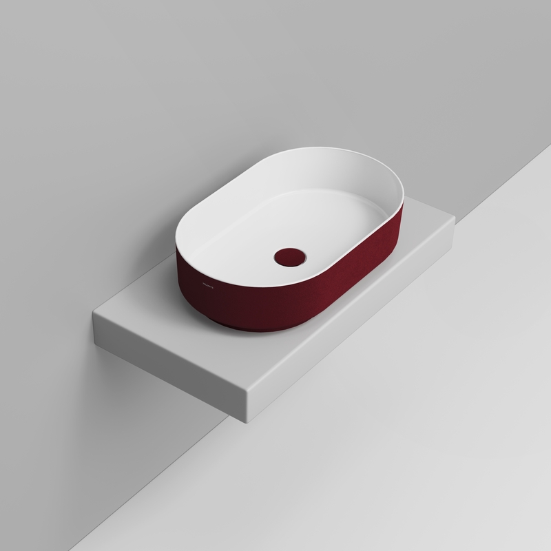 Ceramica Dolomite Lavabo da appoggio 60×36 – Noemi - Rosso vino materico