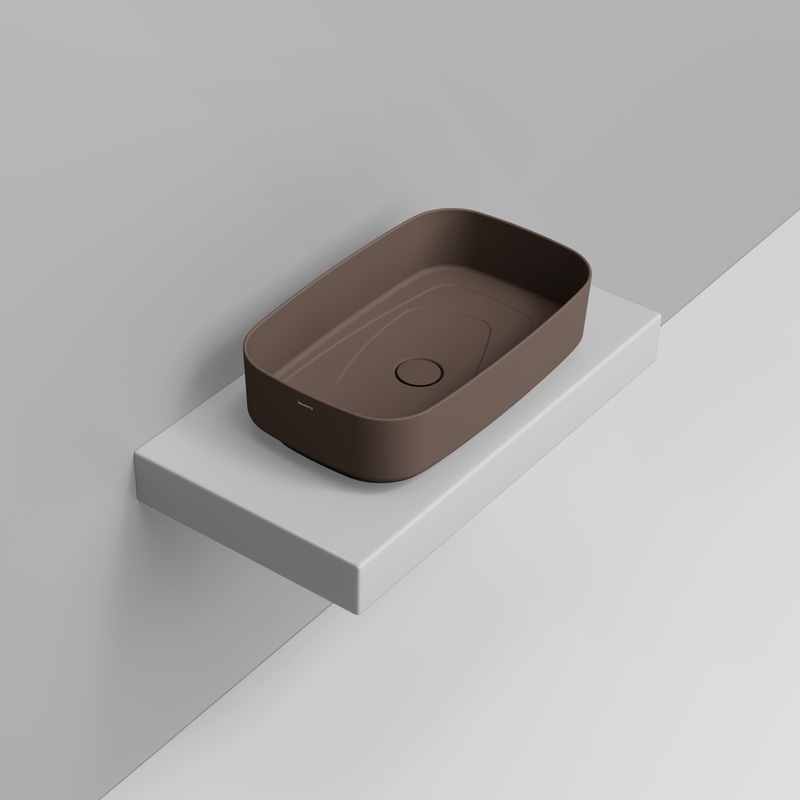 Ceramica Dolomite Lavabo da appoggio 62×38 – Oltre - Marrone alpino opaco