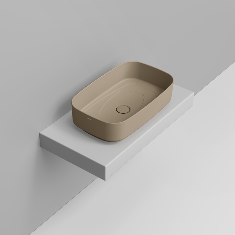Ceramica Dolomite Lavabo da appoggio 62×38 – Oltre - Beige naturale opaco