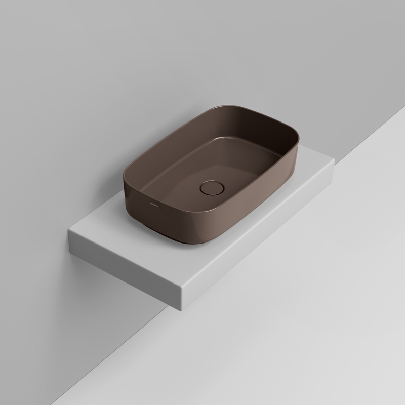 Ceramica Dolomite Lavabo da appoggio 62×38 – Noemi - Marrone alpino lucido