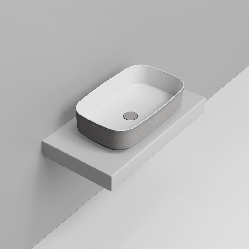 Ceramica Dolomite Lavabo da appoggio 62×38 – Noemi - Grigio cemento materico