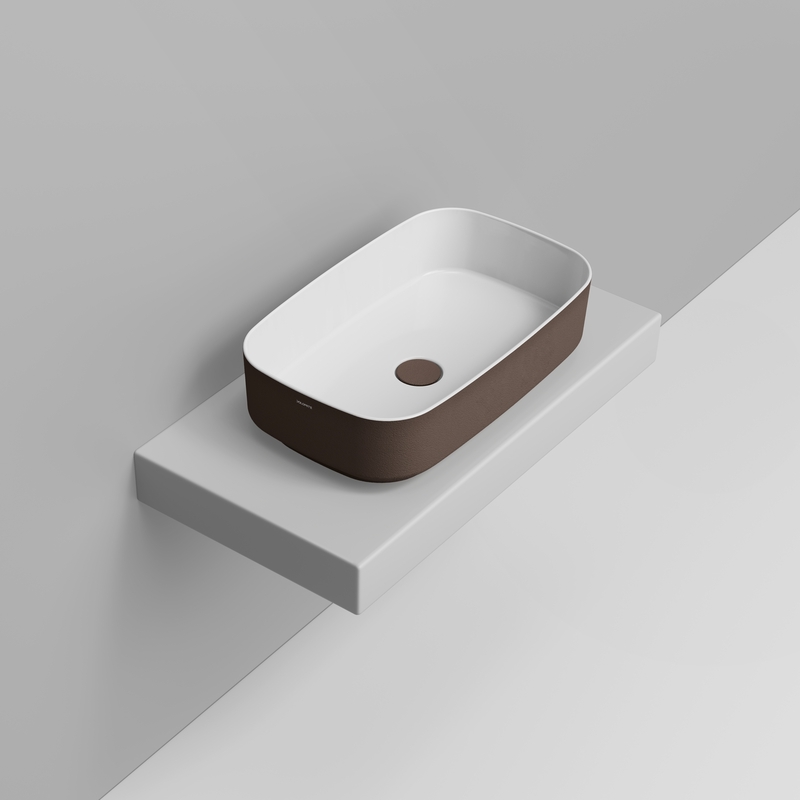 Ceramica Dolomite Lavabo da appoggio 62×38 – Noemi - Marrone alpino materico