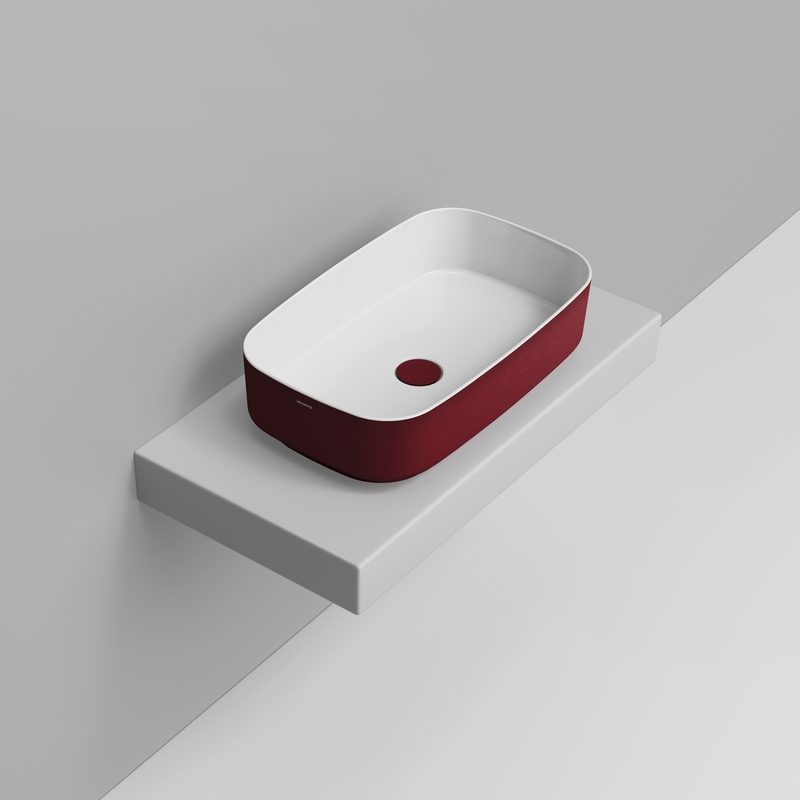 Ceramica Dolomite Lavabo da appoggio 62×38 – Noemi - Rosso vino materico