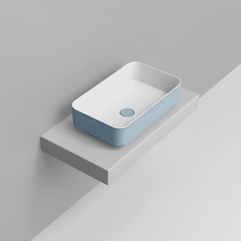 Ceramica Dolomite Lavabo da appoggio 60×36 – Noemi - Azzurro avio materico