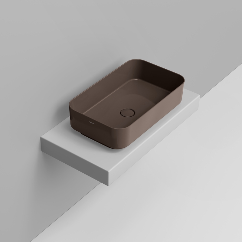 Ceramica Dolomite Lavabo da appoggio 64×38,5 – Noemi - Marrone alpino lucido