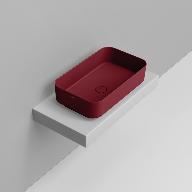 Ceramica Dolomite Lavabo da appoggio 64×38,5 – Noemi - Rosso vino opaco