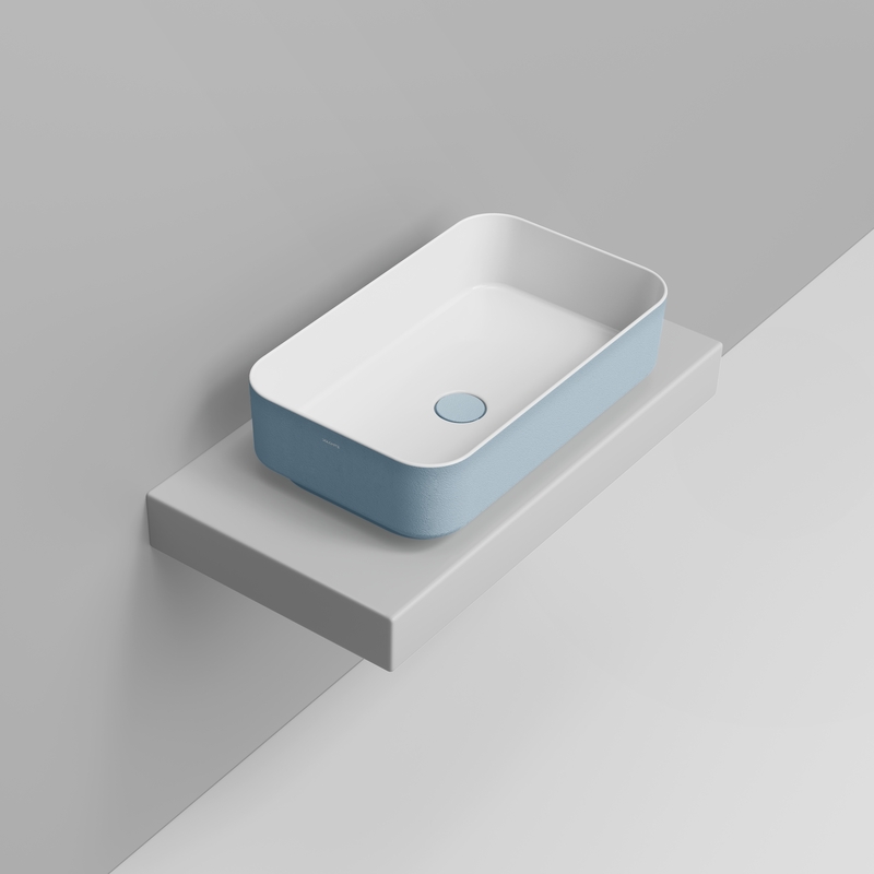 Ceramica Dolomite Lavabo da appoggio 64×38,5 – Noemi - Azzurro avio materico