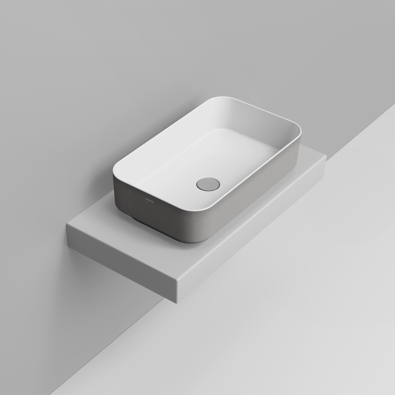 Ceramica Dolomite Lavabo da appoggio 64×38,5 – Noemi - Grigio cemento materico