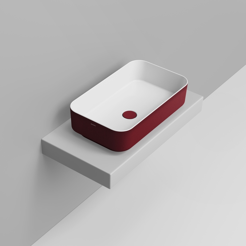 Ceramica Dolomite Lavabo da appoggio 64×38,5 – Noemi - Rosso vino materico